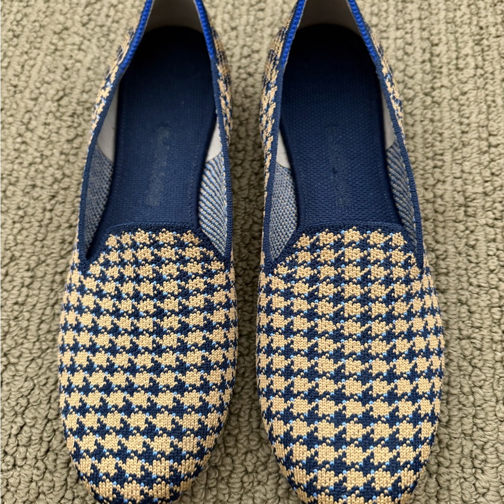 Rothy’s Blue and Cream Patterned Loafers